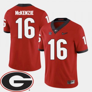 Men's University of Georgia #16 Isaiah McKenzie Red College Football 2018 SEC Patch Jersey 496070-337