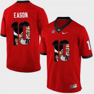 For Men University of Georgia #10 Jacob Eason Red Pictorial Fashion Jersey 765145-789