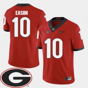 Mens UGA Bulldogs #10 Jacob Eason Red College Football 2018 SEC Patch Jersey 583786-754