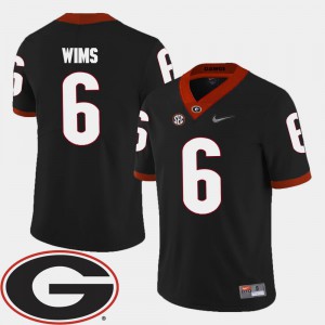 For Men's UGA #6 Javon Wims Black College Football 2018 SEC Patch Jersey 221352-248