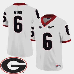 For Men's UGA #6 Javon Wims White College Football 2018 SEC Patch Jersey 928919-167