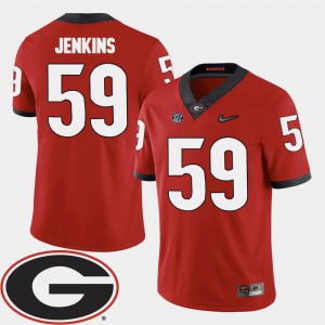Men UGA #59 Jordan Jenkins Red College Football 2018 SEC Patch Jersey 576910-796