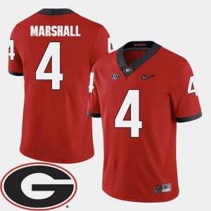 Mens University of Georgia #4 Keith Marshall Red College Football 2018 SEC Patch Jersey 805931-327