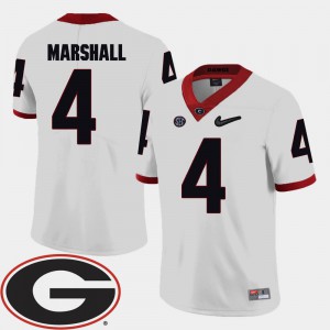Men's Georgia Bulldogs #4 Keith Marshall White College Football 2018 SEC Patch Jersey 437619-924