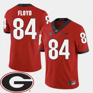 Men's UGA Bulldogs #84 Leonard Floyd Red College Football 2018 SEC Patch Jersey 188298-854