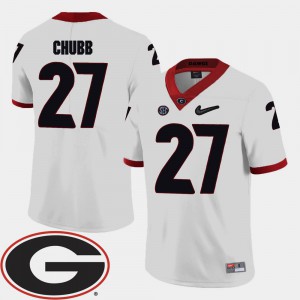 Men's Georgia #27 Nick Chubb White College Football 2018 SEC Patch Jersey 136328-695