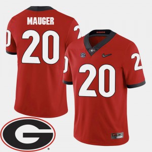 Men GA Bulldogs #20 Quincy Mauger Red College Football 2018 SEC Patch Jersey 679756-605