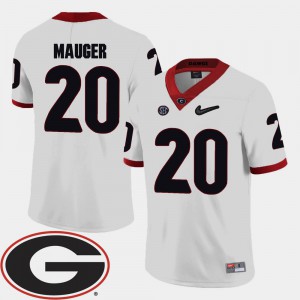 For Men's University of Georgia #20 Quincy Mauger White College Football 2018 SEC Patch Jersey 158502-218