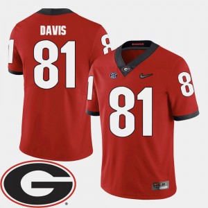 Men's UGA #81 Reggie Davis Red College Football 2018 SEC Patch Jersey 413969-151