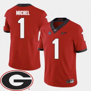 For Men UGA #1 Sony Michel Red College Football 2018 SEC Patch Jersey 381377-246