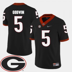 For Men Georgia Bulldogs #5 Terry Godwin Black College Football 2018 SEC Patch Jersey 313146-582