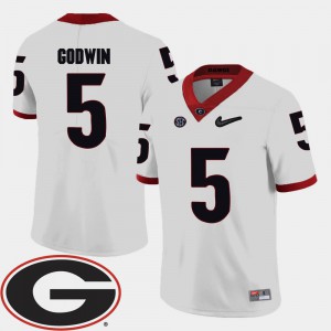 For Men's Georgia Bulldogs #5 Terry Godwin White College Football 2018 SEC Patch Jersey 236481-349