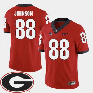 For Men University of Georgia #88 Toby Johnson Red College Football 2018 SEC Patch Jersey 633955-835