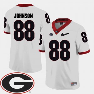 For Men's Georgia #88 Toby Johnson White College Football 2018 SEC Patch Jersey 294114-762
