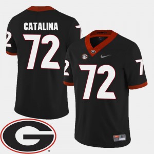 For Men's UGA Bulldogs #72 Tyler Catalina Black College Football 2018 SEC Patch Jersey 483421-563