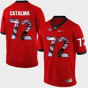 For Men UGA Bulldogs #72 Tyler Catalina Red Pictorial Fashion Jersey 997504-403