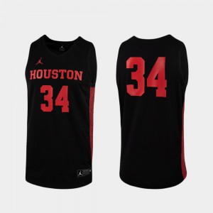 Mens Houston Cougars #34 Black Replica College Basketball Jersey 181631-568