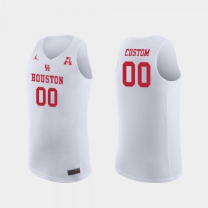 Mens UH Cougars #00 White Replica College Basketball Customized Jerseys 213758-165