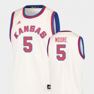 For Men University of Kansas #5 Charlie Moore Cream Hardwood Classics College Basketball Jersey 173470-128