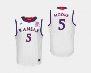 Mens KU #5 Charlie Moore White College Basketball Jersey 900361-602