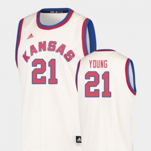 For Men's University of Kansas #21 Clay Young Cream Hardwood Classics College Basketball Jersey 177246-237