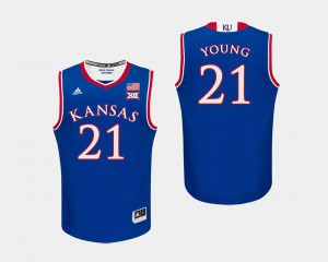 Men's Jayhawks #21 Clay Young Royal College Basketball Jersey 723988-120