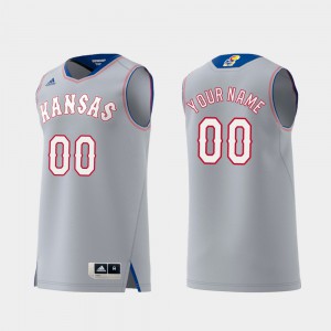 Men University of Kansas #00 Gray Replica Swingman College Basketball Customized Jersey 973101-816