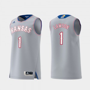 Men's Kansas #1 Dedric Lawson Gray Replica Swingman College Basketball Jersey 828876-113