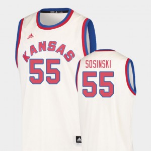 For Men's Kansas Jayhawks #55 James Sosinski Cream Hardwood Classics College Basketball Jersey 435916-474
