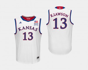 For Men's University of Kansas #13 K.J. Lawson White College Basketball Jersey 195648-570