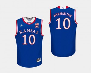 For Men's Kansas Jayhawks #10 Sviatoslav Mykhailiuk Royal College Basketball Jersey 829103-806
