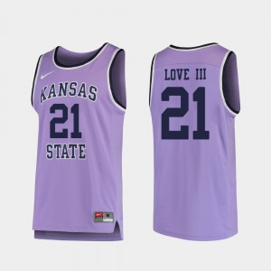 Men Kansas State #21 James Love III Purple Replica College Basketball Jersey 468618-395
