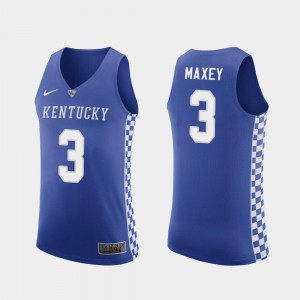 Mens Kentucky Wildcats #3 Tyrese Maxey Royal Replica College Basketball Jersey 720379-865