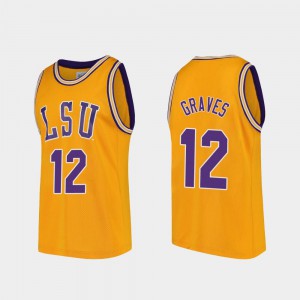 For Men Tigers #12 Marshall Graves Gold Replica College Basketball Jersey 604128-956