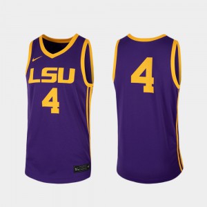 For Men's Louisiana State Tigers #4 Purple Replica College Basketball Jersey 204501-908