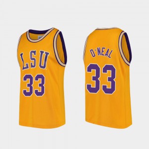 Men Tigers #33 Shaquille O'Neal Gold Replica College Basketball Jersey 524632-502