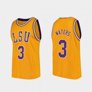 For Men LSU #3 Tremont Waters Gold Replica College Basketball Jersey 799733-383