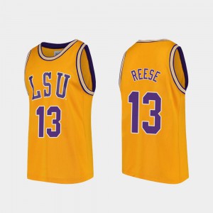 Men's LSU Tigers #13 Will Reese Gold Replica College Basketball Jersey 648832-394