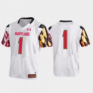 For Men's University of Maryland #1 White Premier Football Jersey 786253-400