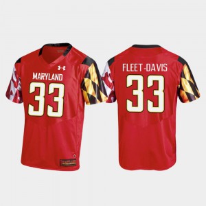 Men's Maryland #33 Tayon Fleet-Davis Red College Football Replica Jersey 235648-376
