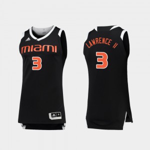 For Men's Miami Hurricane #3 Anthony Lawrence II Black White College Basketball Chase Jersey 930484-772