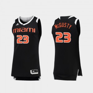 For Men's Miami #23 Kameron McGusty Black White College Basketball Chase Jersey 706332-806