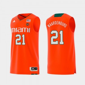 For Men's Miami Hurricane #21 Sam Waardenburg Orange Replica Swingman College Basketball Jersey 910105-202