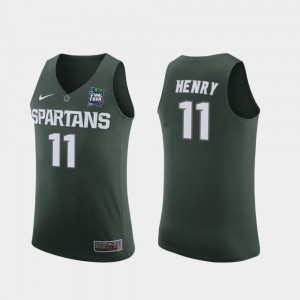 For Men's Spartans #11 Aaron Henry Green 2019 Final-Four Replica Jersey 958481-492