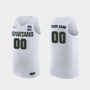 For Men's Spartans #00 White 2019 Final-Four Replica Custom Jerseys 341007-732