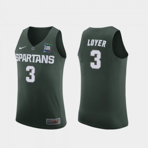 For Men's Michigan State Spartans #3 Foster Loyer Green 2019 Final-Four Replica Jersey 604739-595