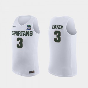 For Men's Michigan State Spartans #3 Foster Loyer White 2019 Final-Four Replica Jersey 549293-200