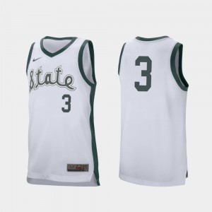 For Men's Michigan State Spartans #3 Gabe Brown White Retro Performance College Basketball Jersey 494677-901