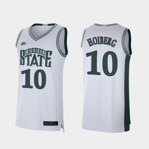 Mens Michigan State Spartans #10 Jack Hoiberg White Retro Limited College Basketball Jersey 528442-462