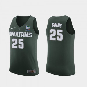 For Men's Michigan State #25 Kenny Goins Green 2019 Final-Four Replica Jersey 876796-689